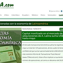 Capital movilizado en el mercado de fusiones y adquisiciones de A. Latina suma US$43.254M hasta mayo